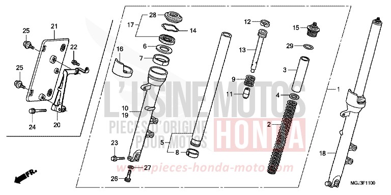 FOURCHETTE AVANT de CBF1000F ABS PEARL SIENA RED (R320) 2011